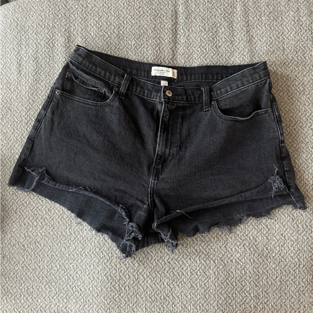 Abercrombie & Fitch Black Jean Shorts the mom short high rise